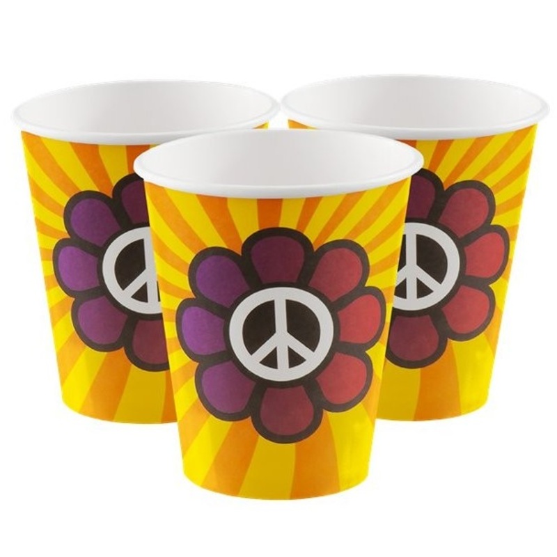 6 Flower Power Rave paper cups 250ml