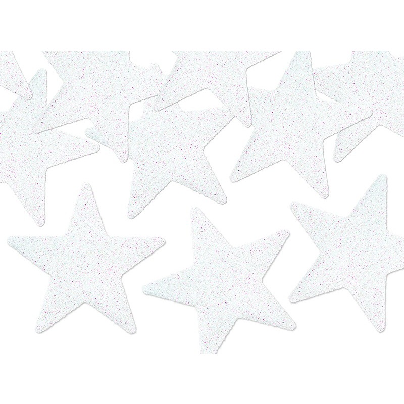 8 glitter stars scattered decoration white iridescent 5cm