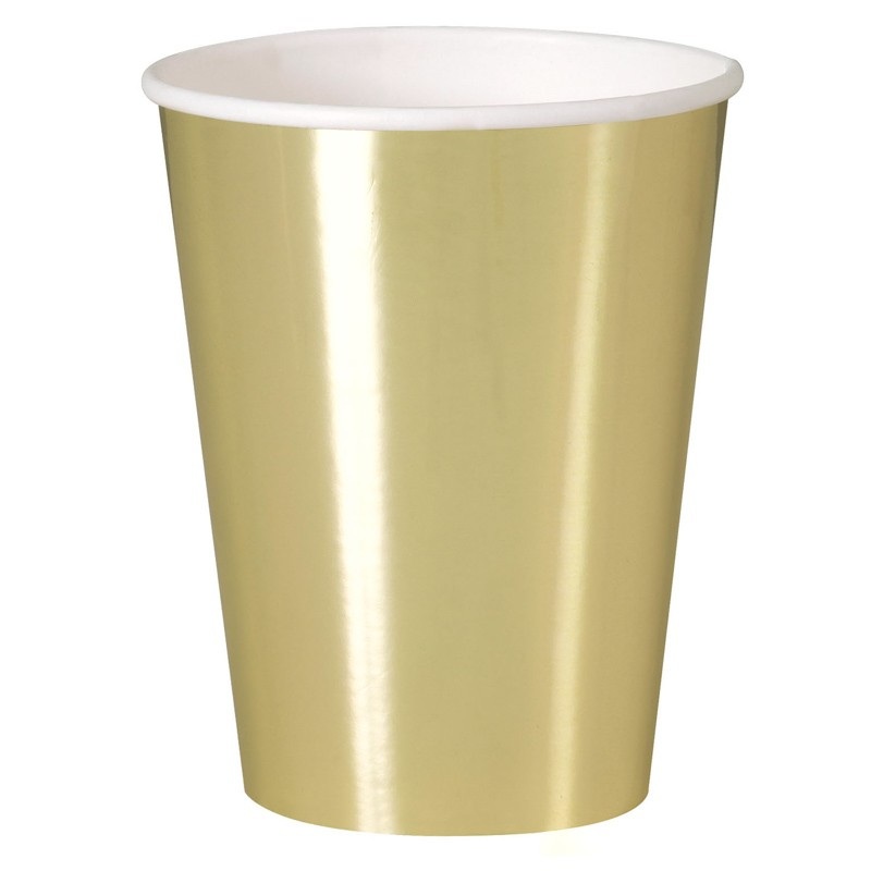 8 paper cups Vera gold glossy 355ml