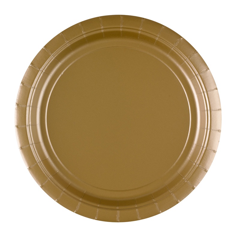 8 paper plates Partytime Gold 22.8cm
