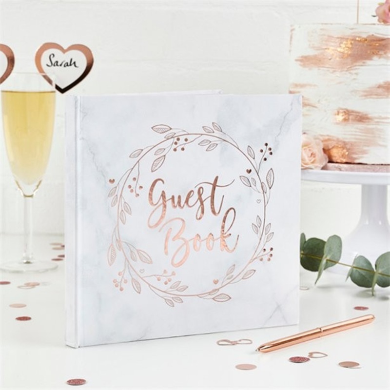 Rose gold wedding guest book 21 x 20cm