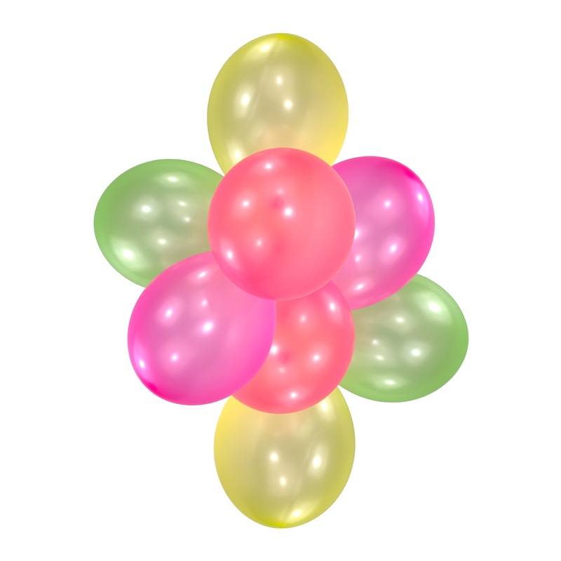 Set of 10 neon balloons multicolored 28 cm