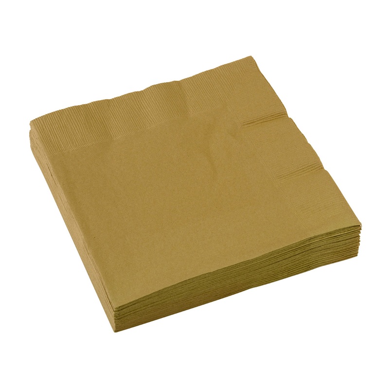 Set of 20 Partytime paper napkins gold 33cm