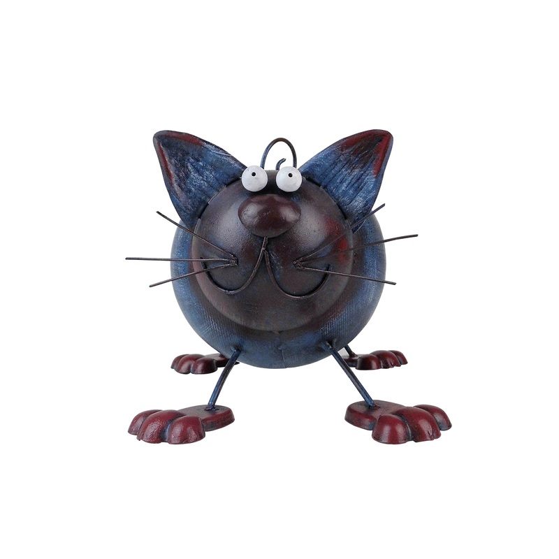 Sweet cats tin figure garden decoration 17.5x19.5x17cm