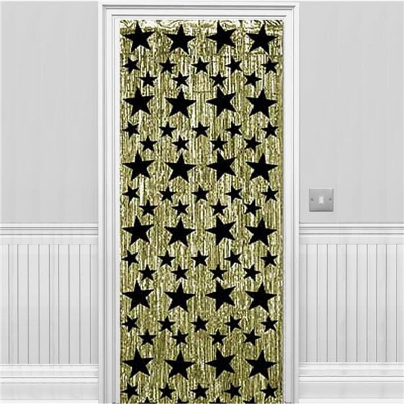 Tinsel star door decoration gold-black 2.4m