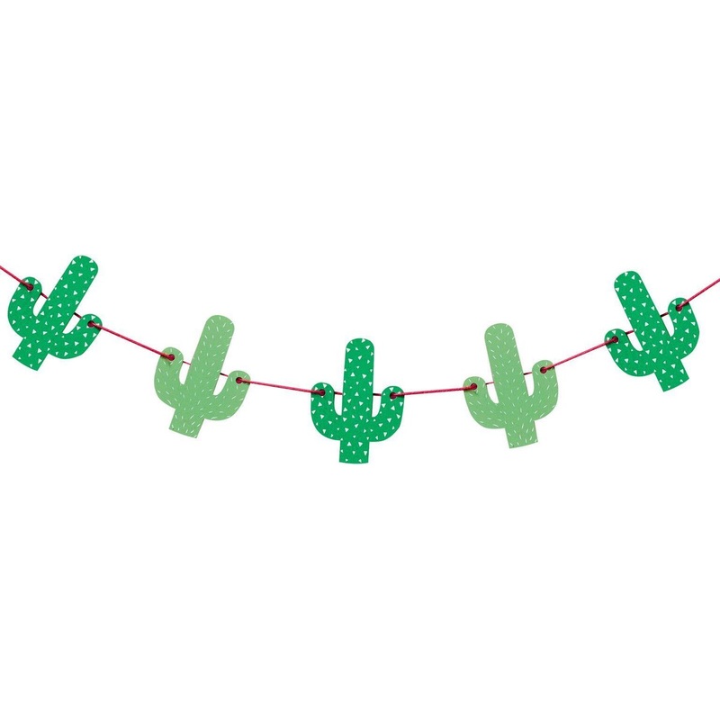 Tropical Summer Cactus wooden garland 1.5m