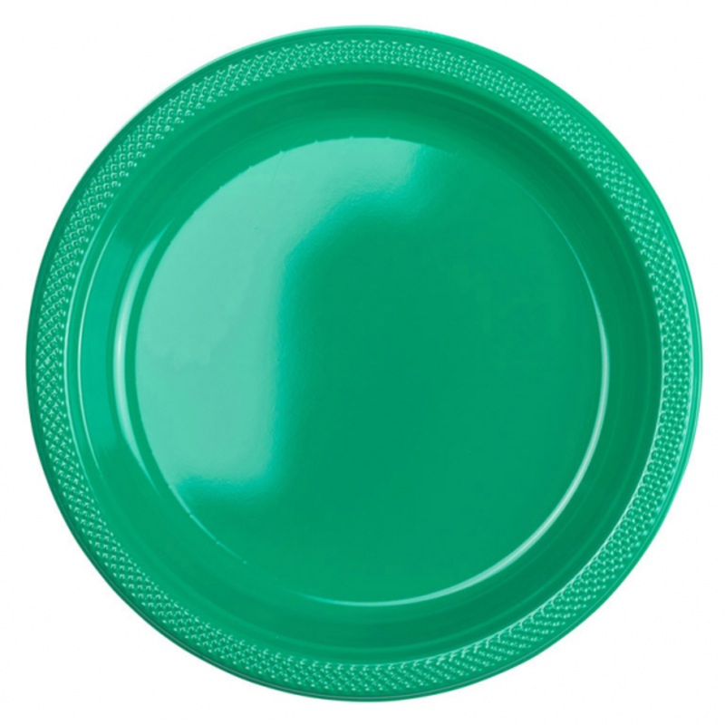 10 Plastic Party Plates Green 23cm