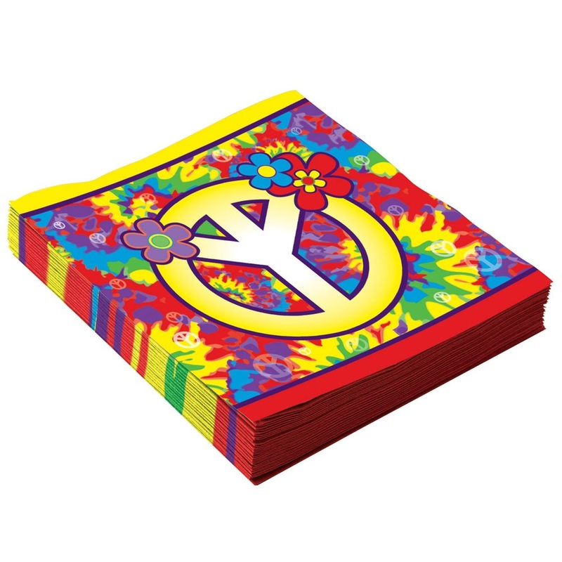 16 hippie napkins Peace 16 x 16cm