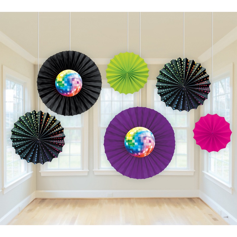 6 Disco Fever 70s paper rosettes