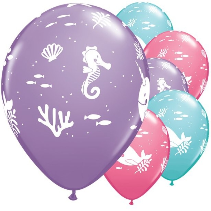 6 Qualatex Under the Sea latex balloons 28cm