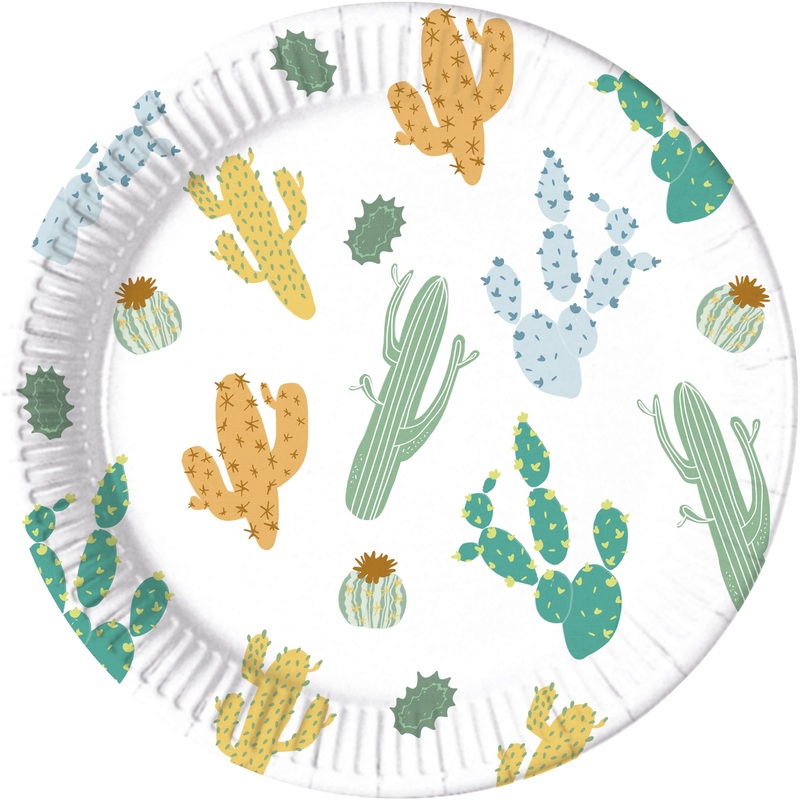 8 cactus party eco paper plates 23cm