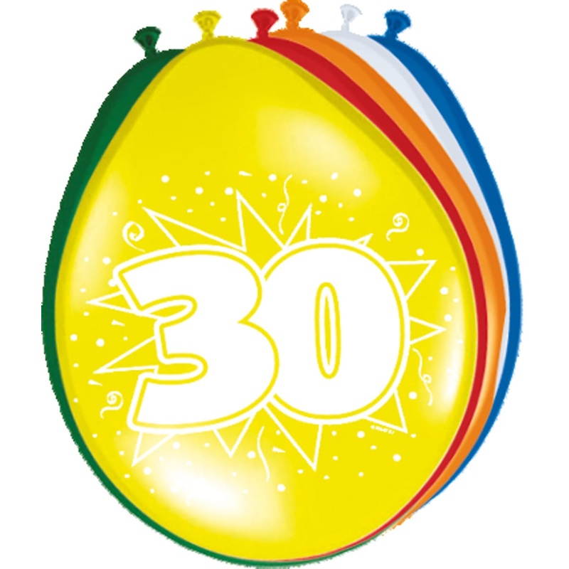 8 colorful latex balloons number 30