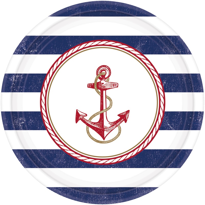 8 maritime summer paper plates 27cm