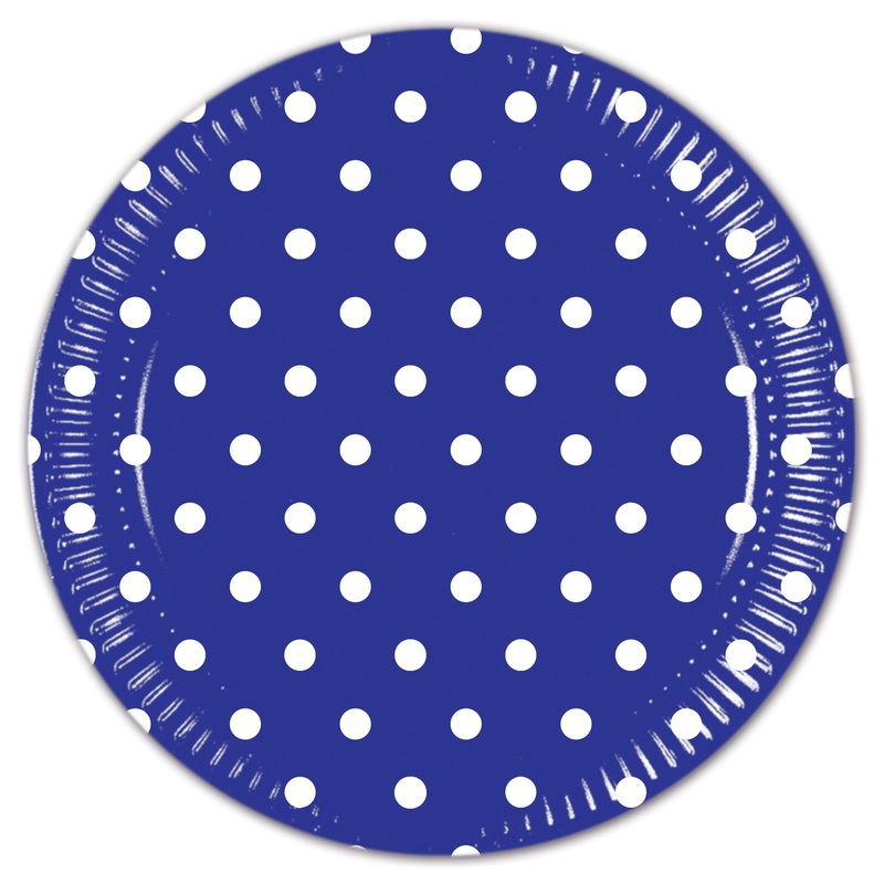8 Mix Patterns dots plate dark blue 23cm