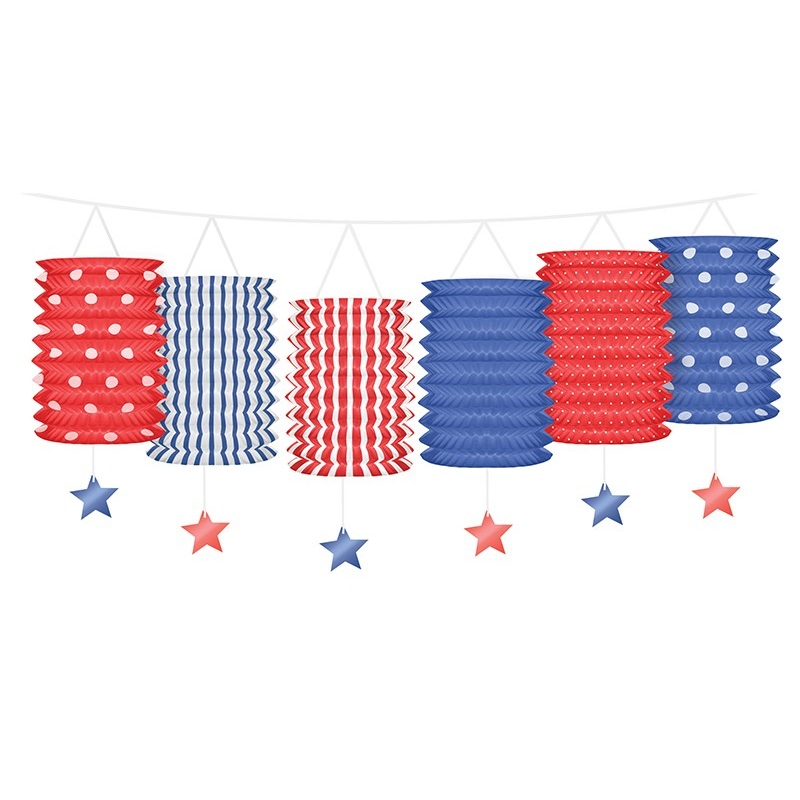 Blue-red lantern garland 3.6 m
