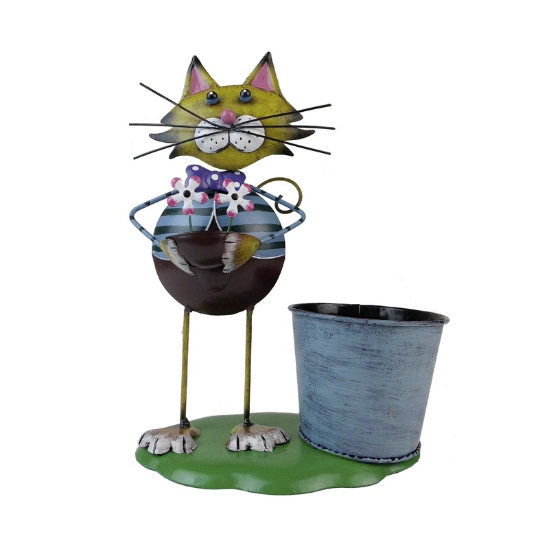Cute cats tin figure garden decoration 20x10.5x24.5cm