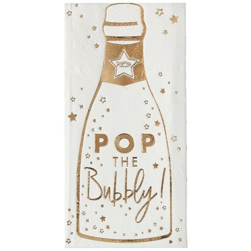 16 Pop the Bubbly napkins 16.5cm