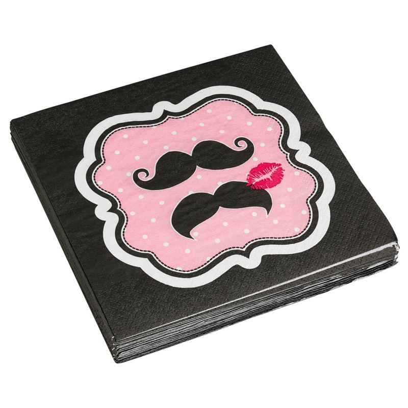20 cute mustache napkins 33cm