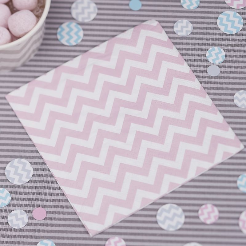 20 pink zigzag napkins 25cm