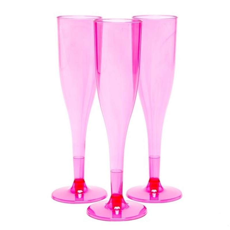 20 plastic champagne glasses pink 162ml