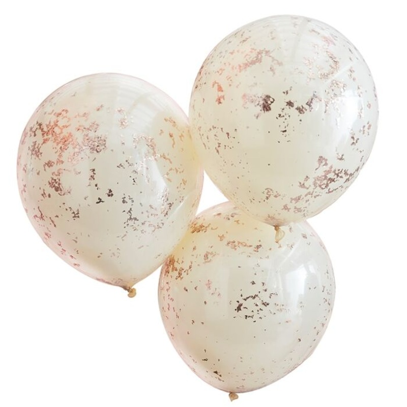 3 golden cream confetti balloons 45cm