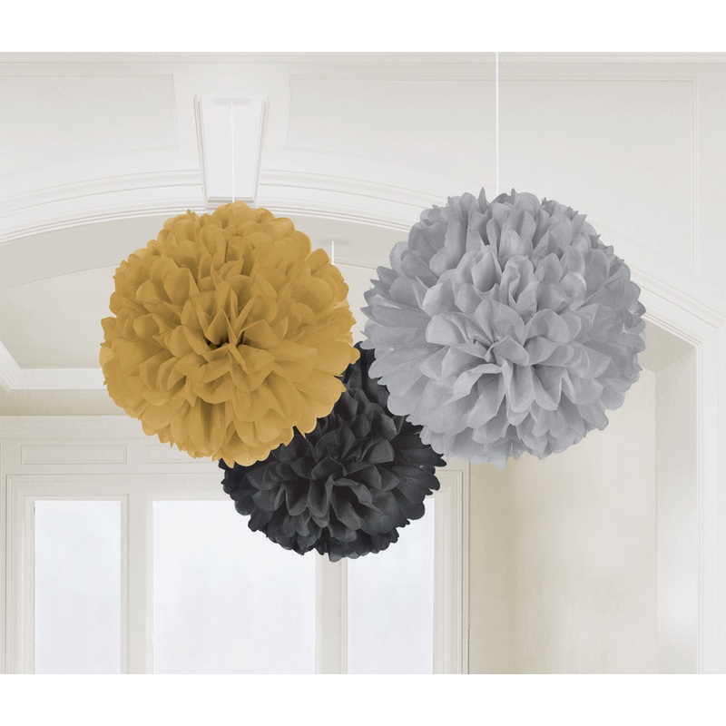 3 Hollywood style pompoms 40cm