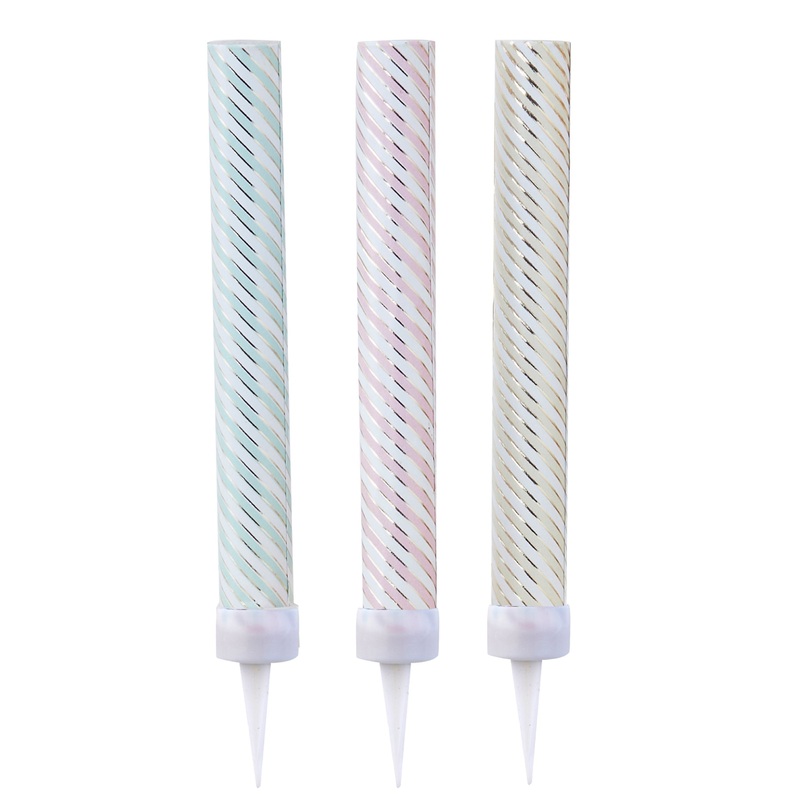 3 striped pastel cake fountains 16cm