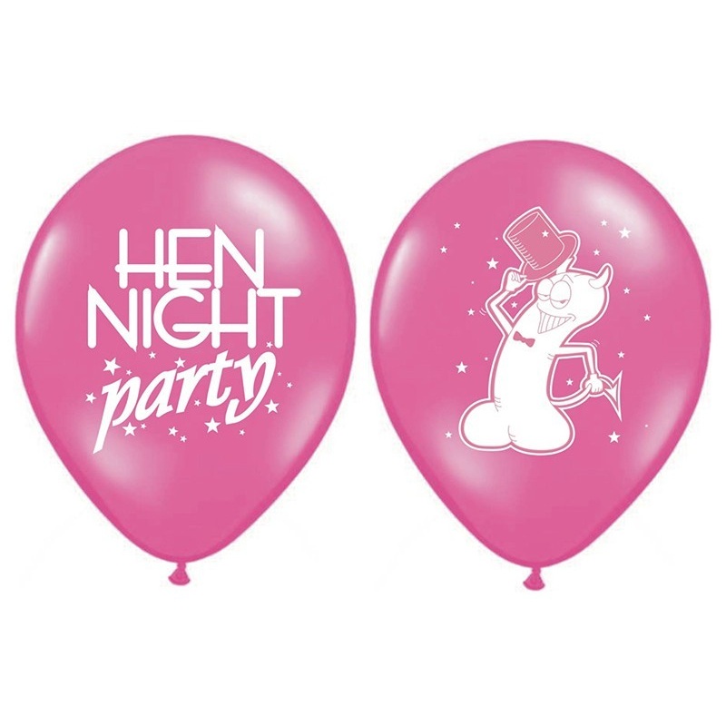 6 balloons hen party pink
