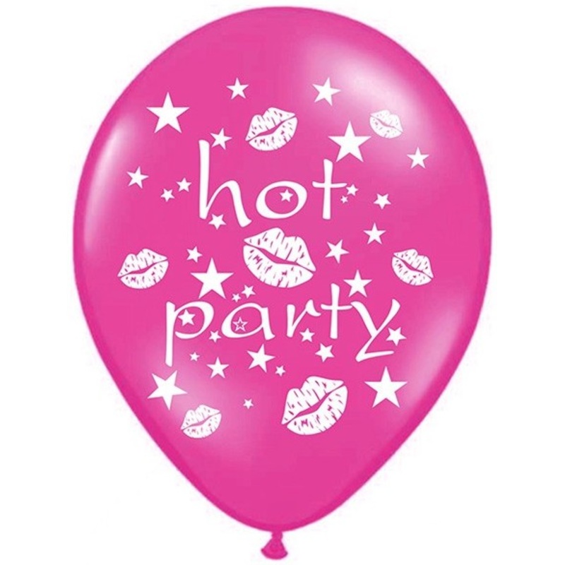 6 latex balloons Hot Party pink 30cm