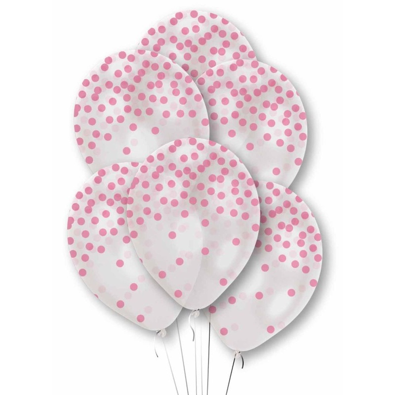6 pink confetti balloons 27.5cm