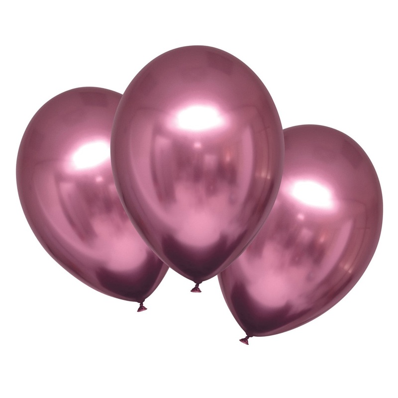 6 shiny satin balloons pink 27.5cm