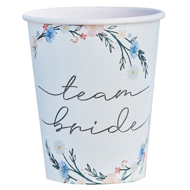 8 Boho Wedding paper cups 266ml