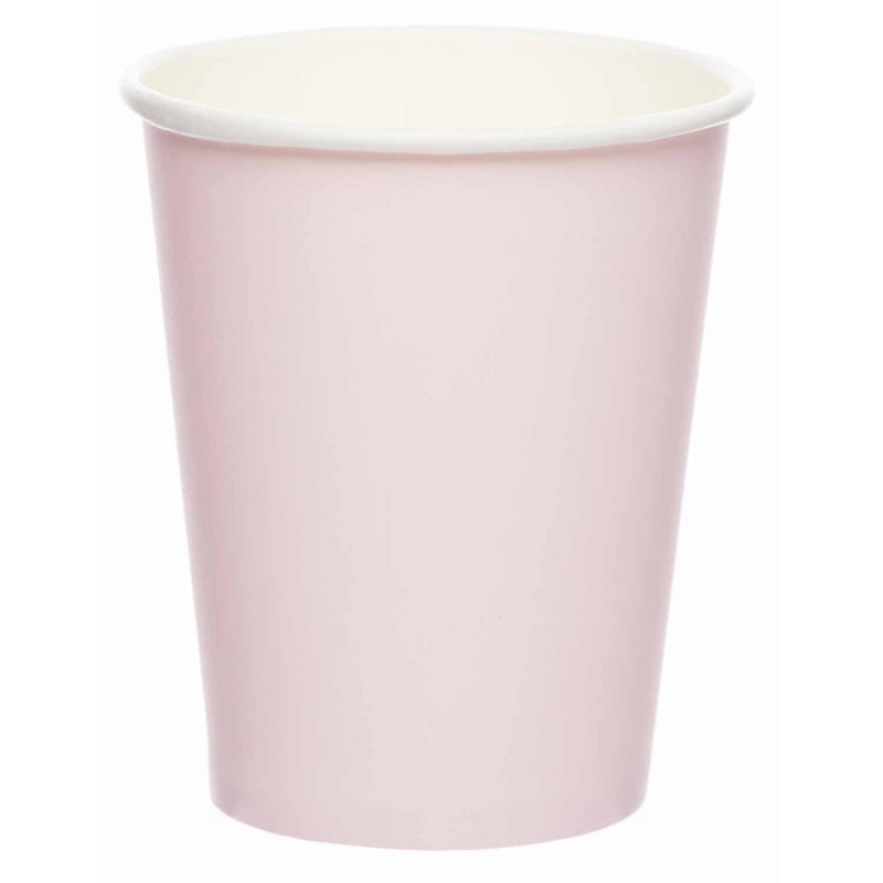 8 Marshmallow Pink paper cups 227ml