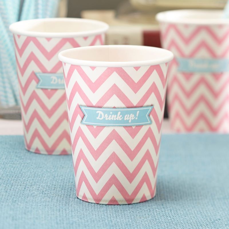 8 Pink Drink up paper cups 250ml