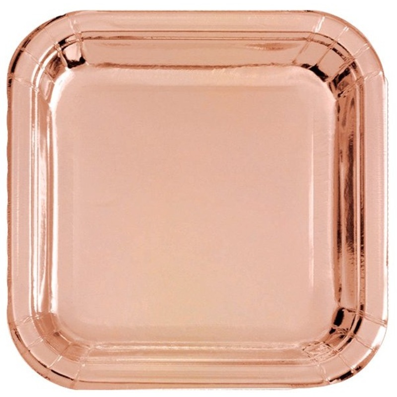 8 rose gold metallic plates Geneva 23cm
