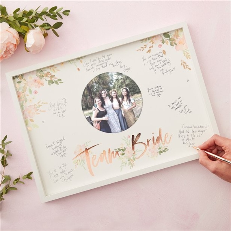 Floral JGA guest book frame rose gold 44 x 32cm