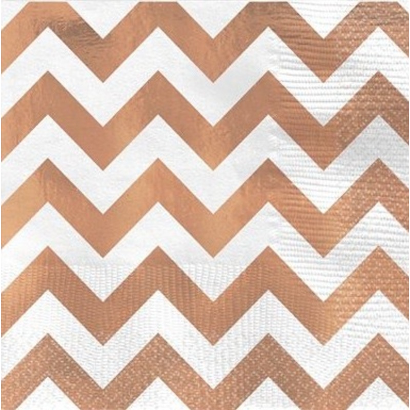 Rose gold napkins zigzag pattern 25cm