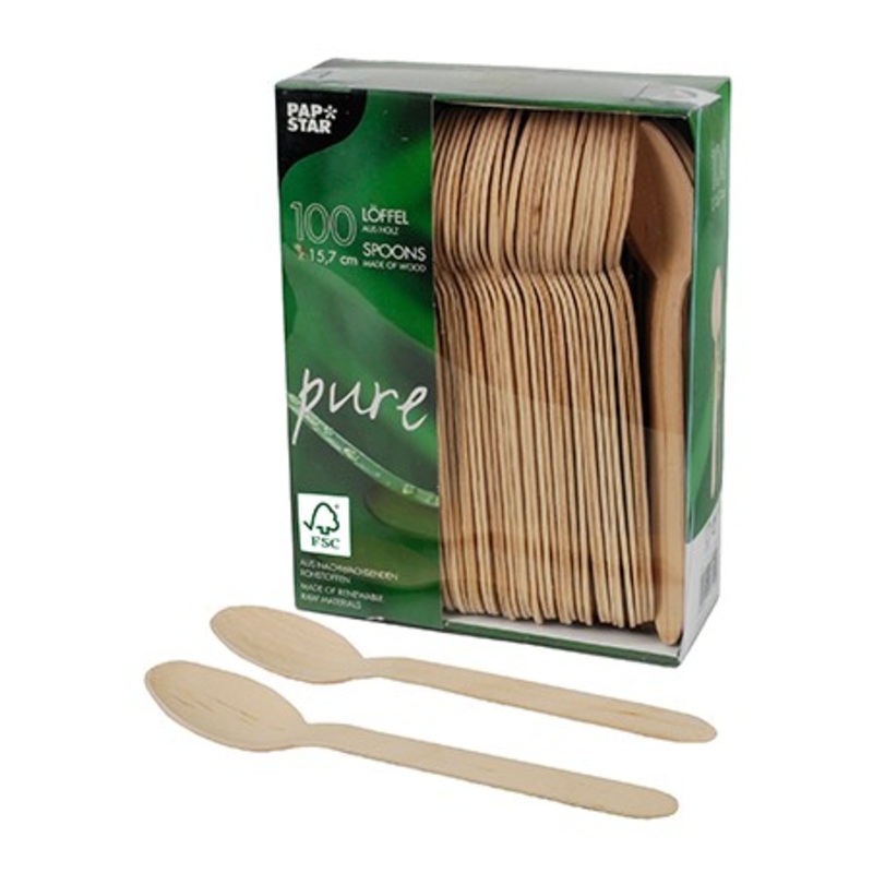 100 FSC Wooden Spoons Alceste 15.7cm