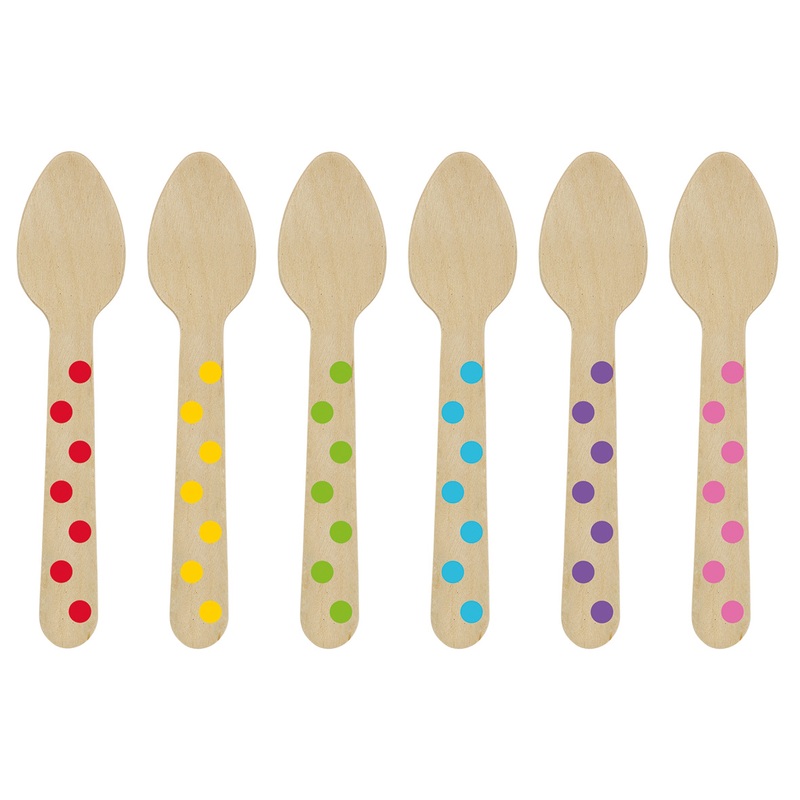 12 mini wooden spoons Rainbow Dots