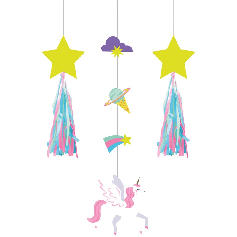 3 unicorn galaxy hangers 69cm