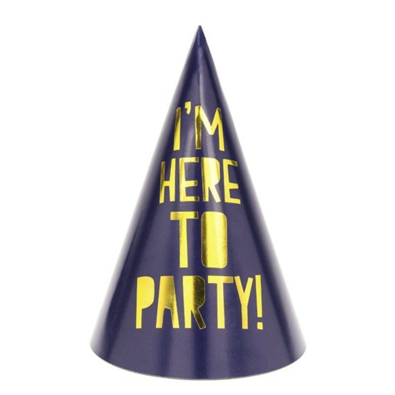 6 Party Time Hats Blue & White 15.5cm