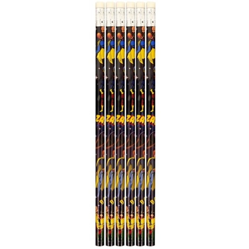 6 superhero pencils Boom & Pow
