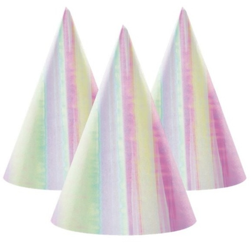 8 iridescent party hats