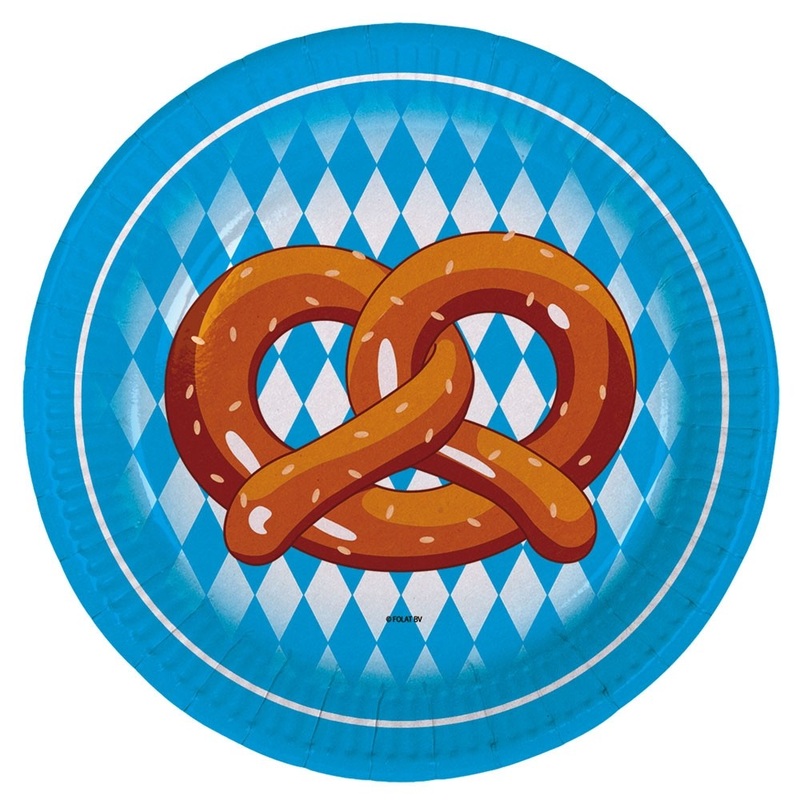 8 Oktoberfest pretzel paper plates 18cm