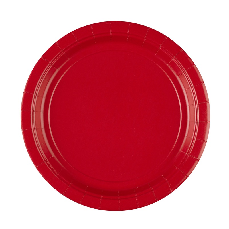 8 paper plates Partytime Red 22.8cm
