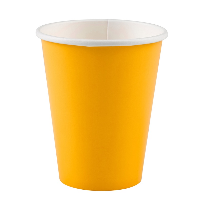 8 Party Buffet Paper Cups Sun Yellow 266ml