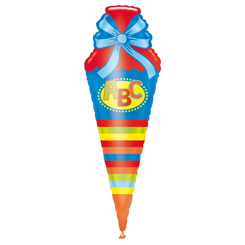 Colorful school cone foil balloon 35cm x 1.11m