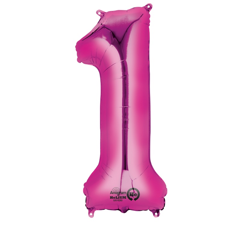 Number balloon 1 pink 86cm