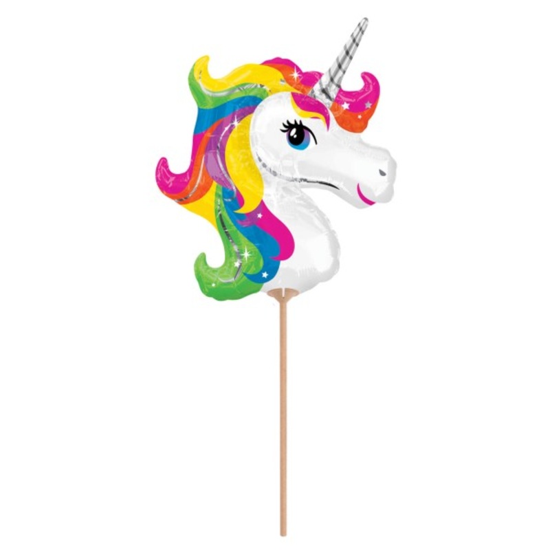 Rainbow Unicorn stick balloon 23cm