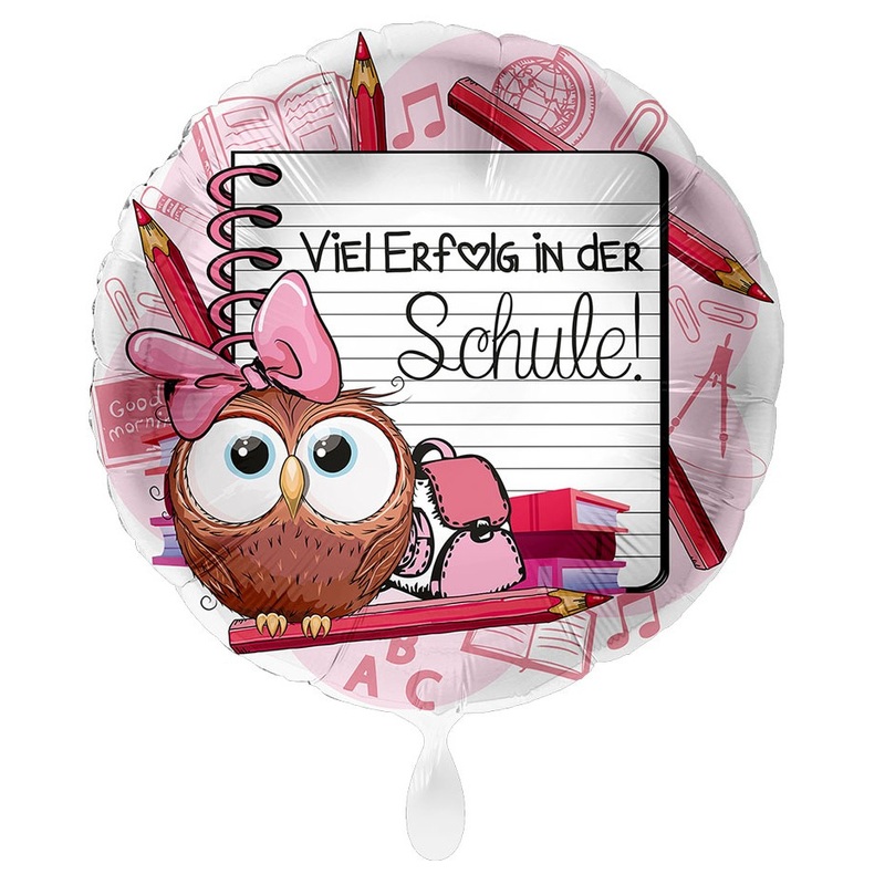 School enrollment foil balloon owl pink 43cm